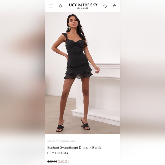 Ruched Sweetheart Dress in Black LUCY IN THE SKY - Picture 4 of 9